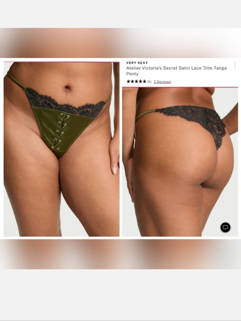 Victoria's secret luxe stretch silk VERY SEXY Atelier Satin Lace tanga panty M